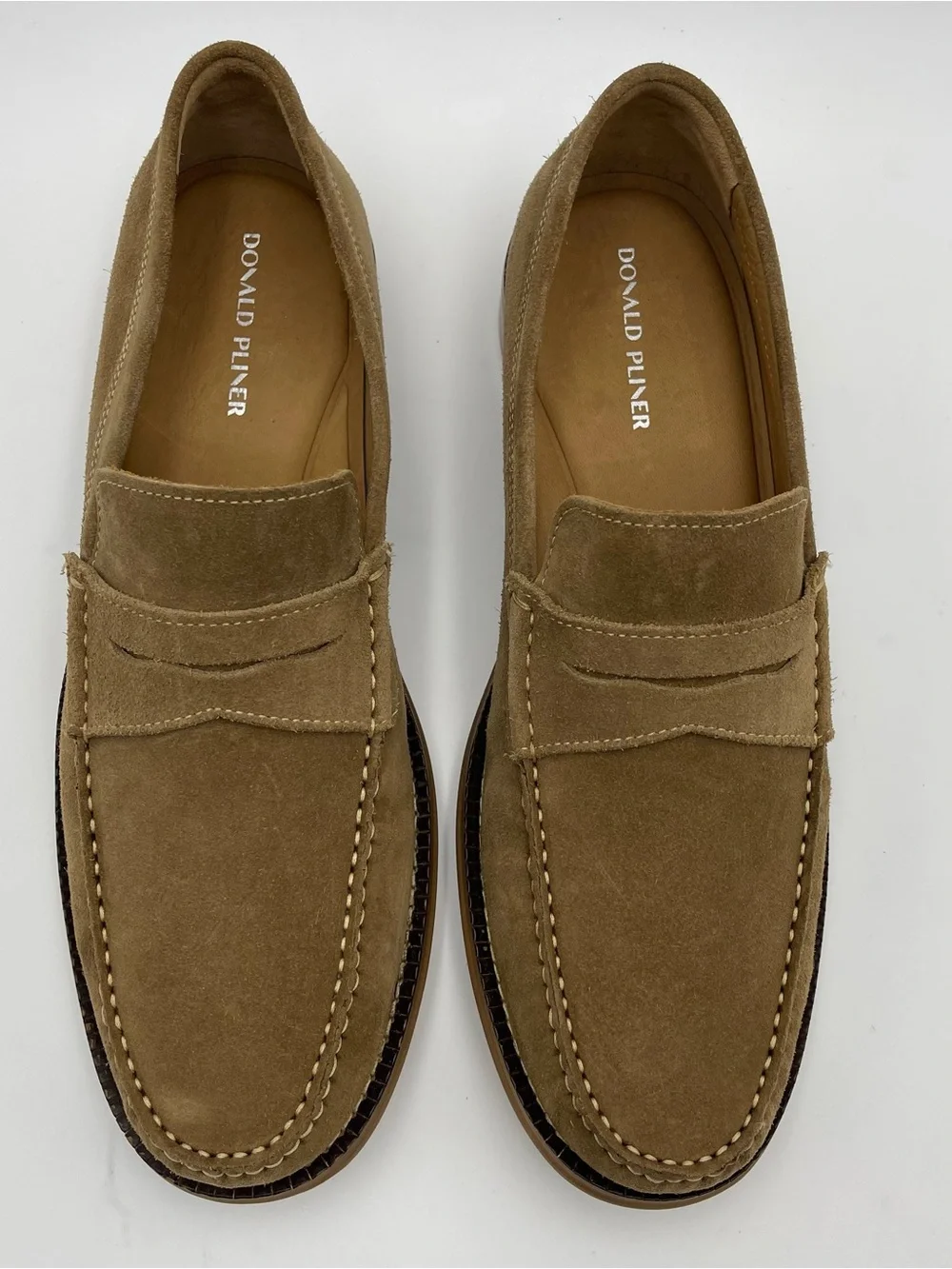 Donald Pliner Men SZ 11M Miles Dark Taupe/Tobacco Suede Loafers Shoes MSRP $285